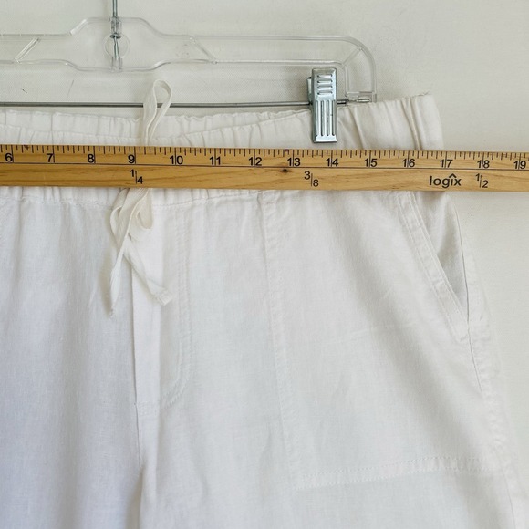 Caslon Linen Pants Sz M White Pull On Elastic Waist Coastal Boho Beach Summery - Picture 3 of 9